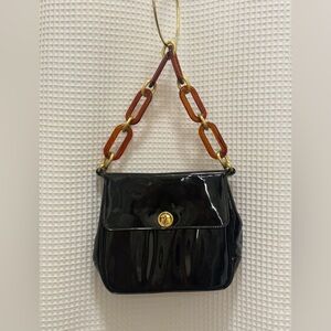Vintage Black Patent Leather Shoulder Bag